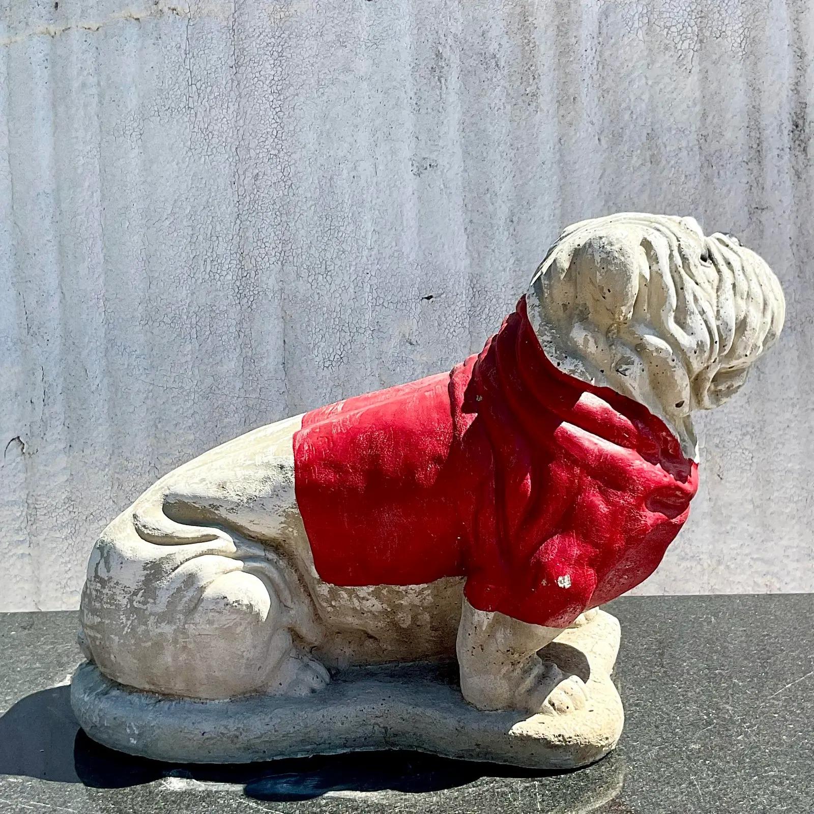 North American Vintage Boho Cement Georgia Bulldog Statue