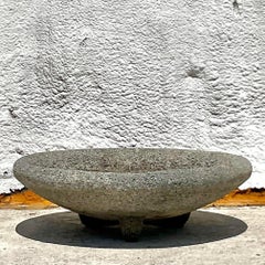 Vintage Boho Cement Low Bowl Planter