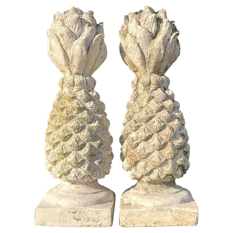 Vintage Boho Cement Pineapple Garden Ornament For Sale at 1stDibs | boho garden  decor, concrete pineapple statue