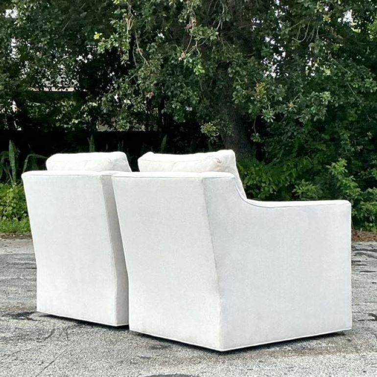 20ième siècle Paire de chaises pivotantes Allison vintage Boho Century en vente