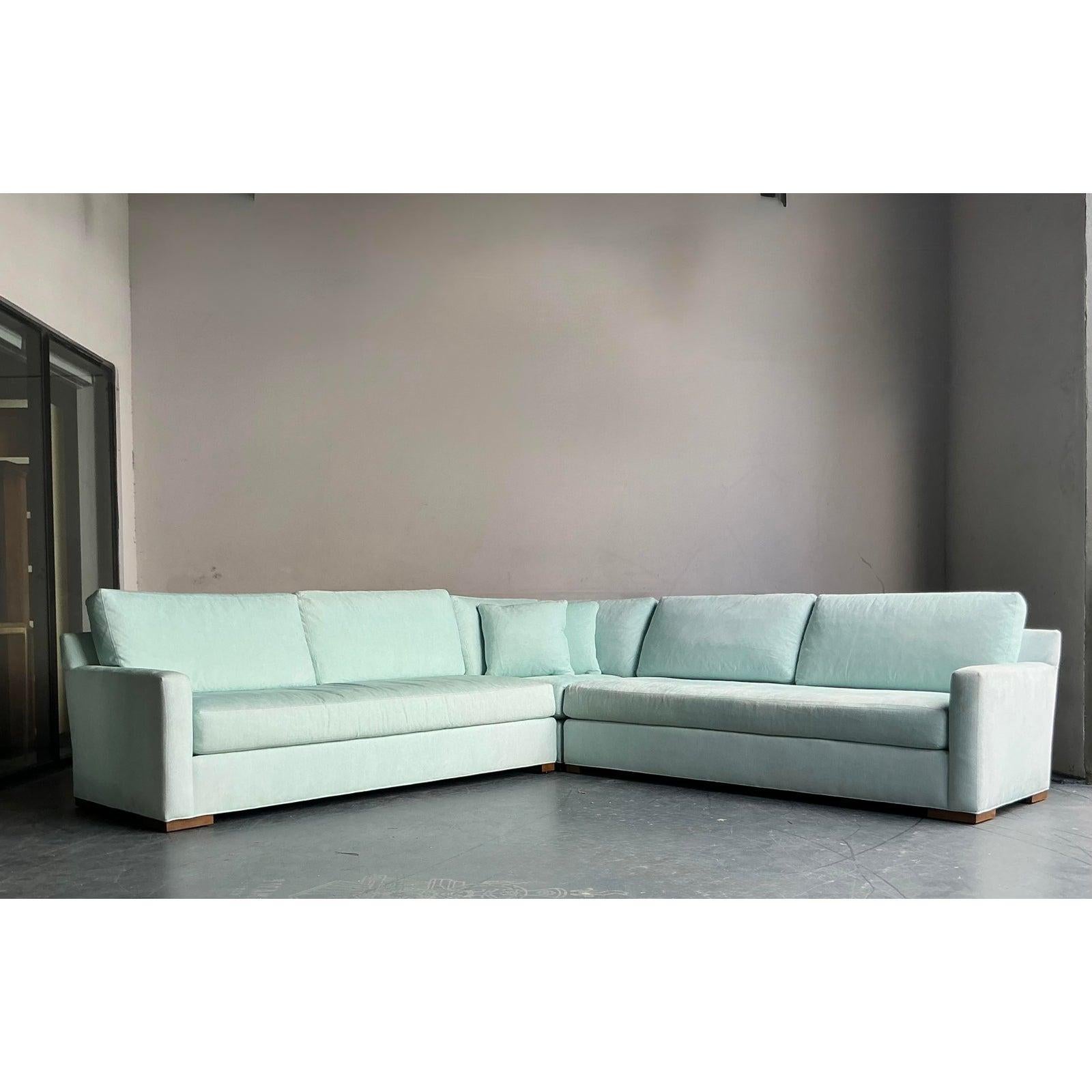 Vintage Boho Century Furniture Sectional Sofa Terciopelo en venta