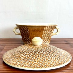 Vintage Boho Ceramic Bowl With Lid