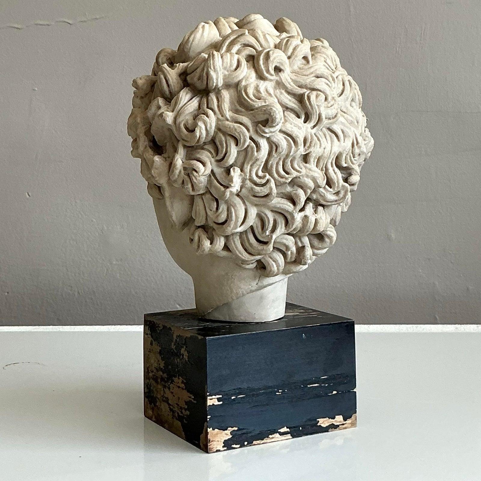 Busto di Marco Aurelio in ceramica boho vintage In condizioni buone in vendita a West Palm Beach, FL