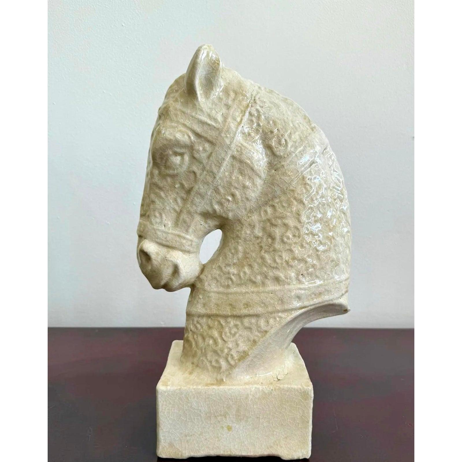 Busto di cavallo in ceramica vintage Boho In condizioni buone in vendita a West Palm Beach, FL