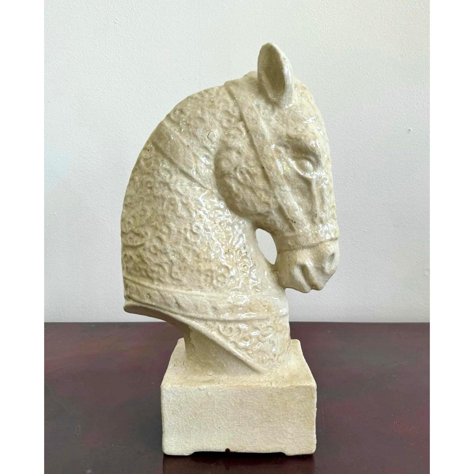 XX secolo Busto di cavallo in ceramica vintage Boho in vendita