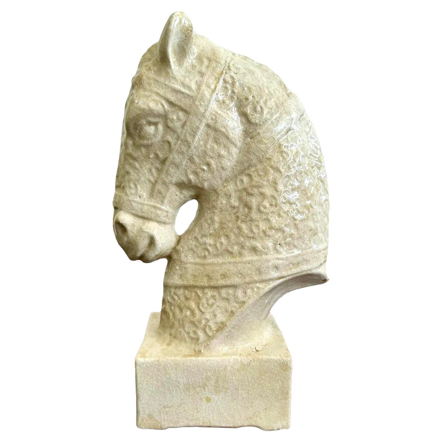 Busto de Caballo de Cerámica Boho Vintage