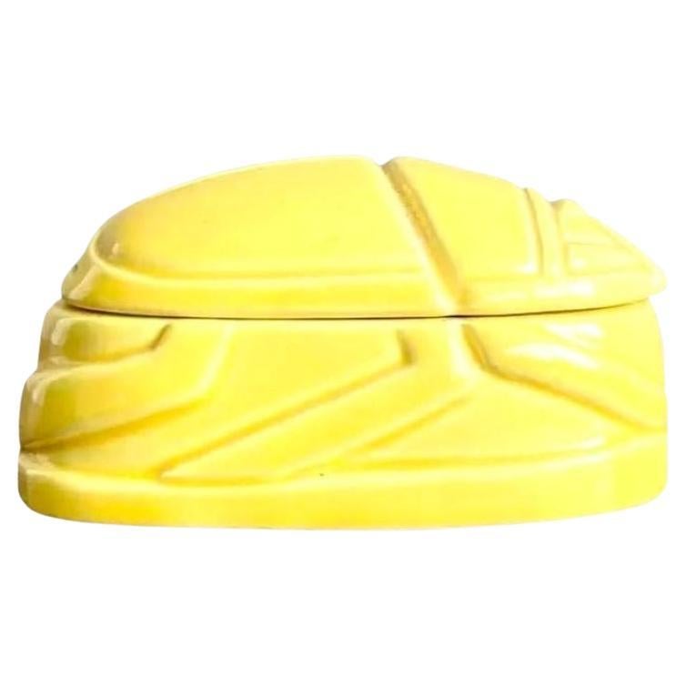Vintage Boho Ceramic Scarab Trinket Box by Tiffany & Co.