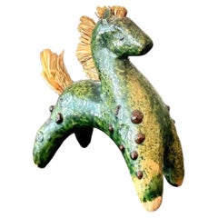 Escultura de Cerámica Boho Vintage de Caballo/Pony