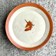 Vintage Boho Ceramic Unicorn Plates - Set of 4