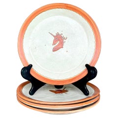Vintage Boho Ceramic Unicorn Plates - Set of 4