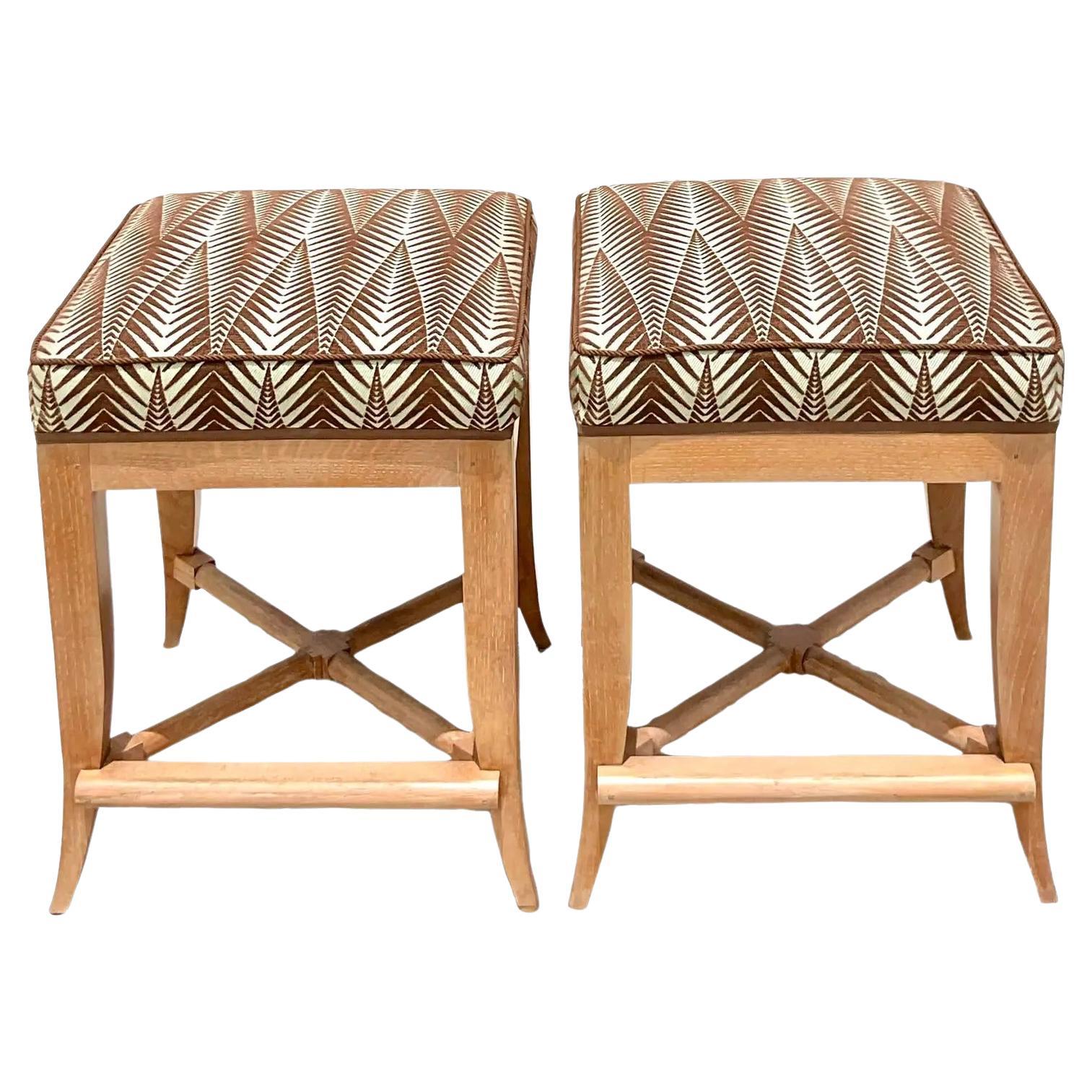 Vintage Boho Cerused Counter Stools, a Pair at 1stDibs boho counter