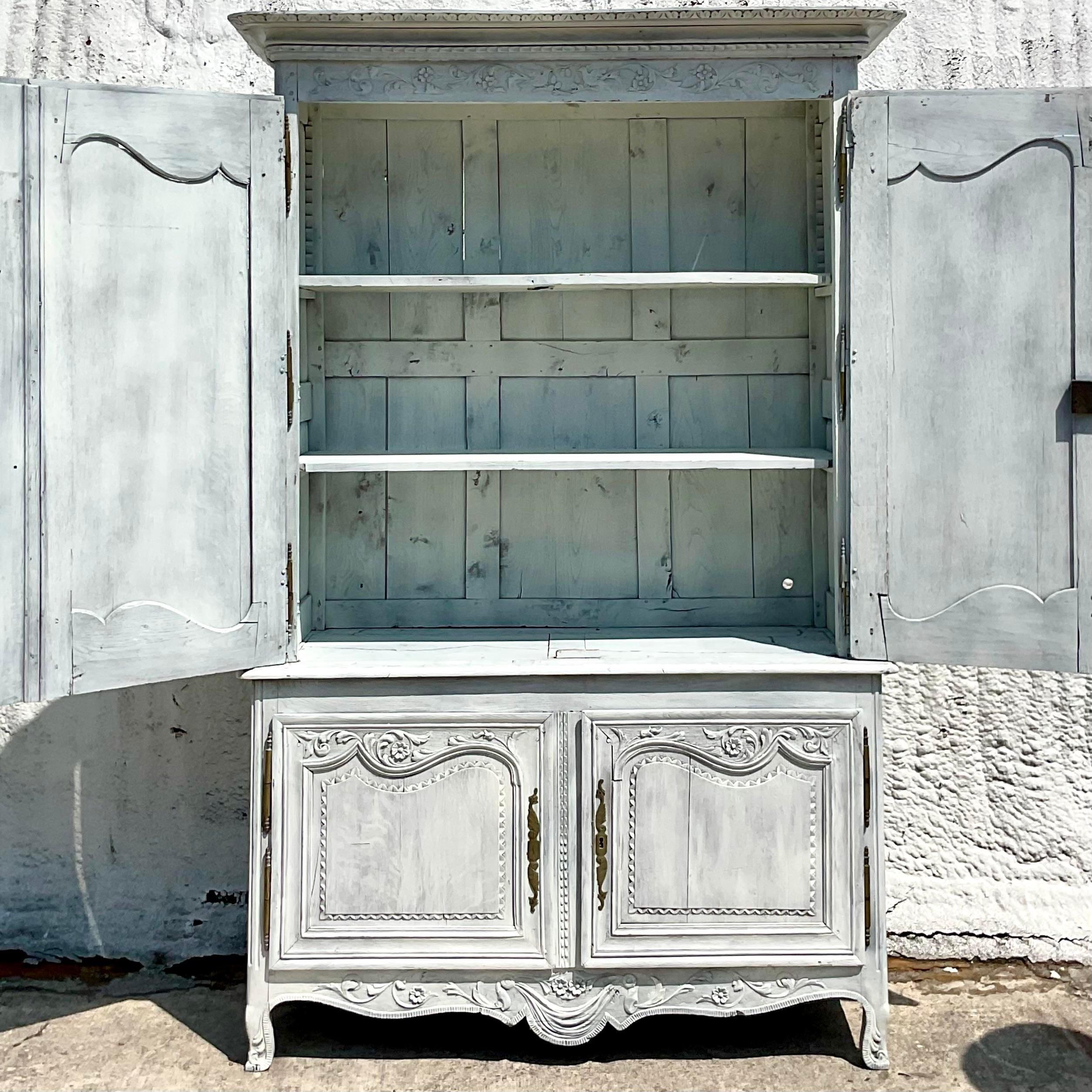 Vintage Boho Cerused French Cabinet For Sale 2