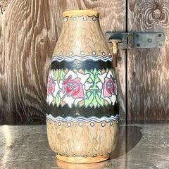 Vintage Boho Charles Catteau for Boch Freres Keramis Hand Painted Vase