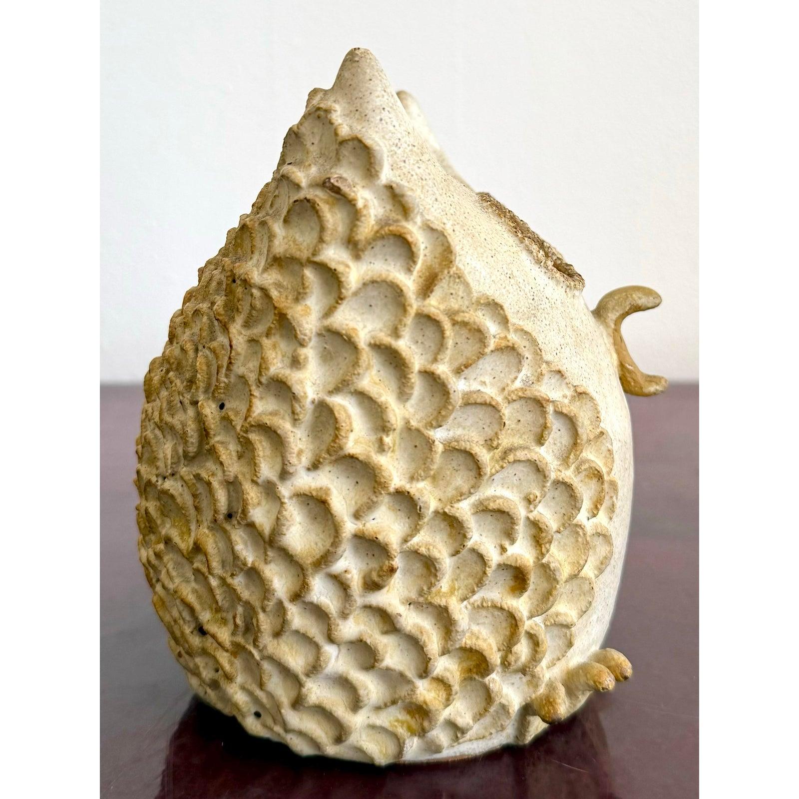 Vintage Boho Charming Textured Owl Studio Pottery in vendita 2