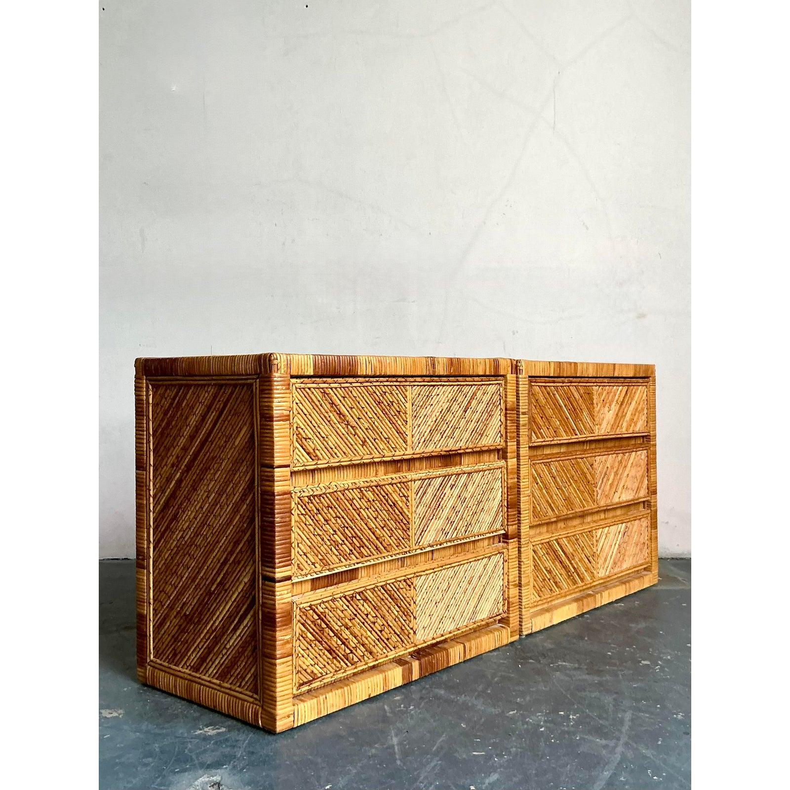 Cassettiera con matita Chevron Vintage By - Una coppia in vendita 3