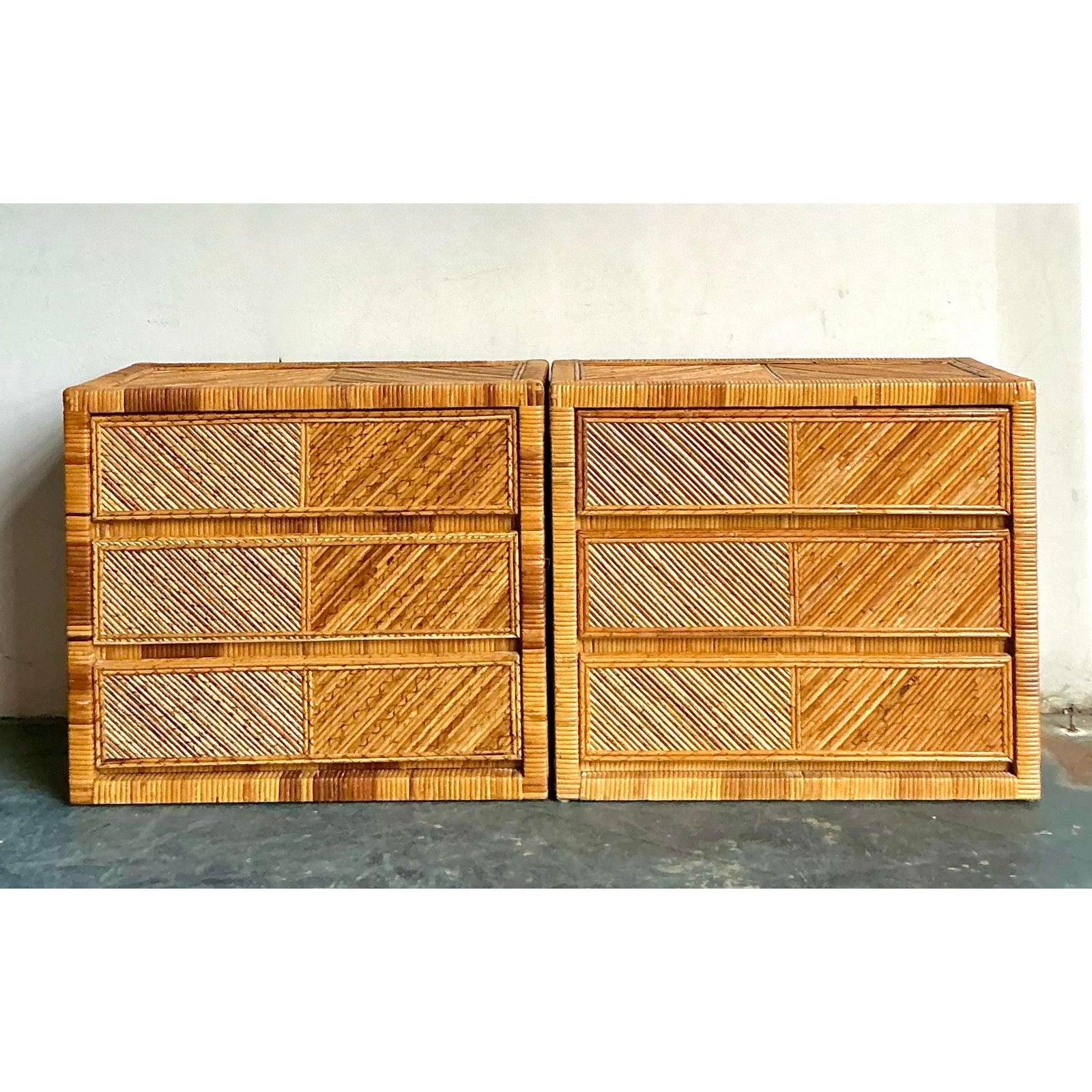 Cassettiera con matita Chevron Vintage By - Una coppia in vendita 4