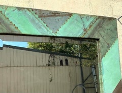 Vintage Boho Chevron Verdigris Copper Floor Mirror