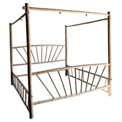 Vintage Boho Chic Bamboo King Size Canopy Bed