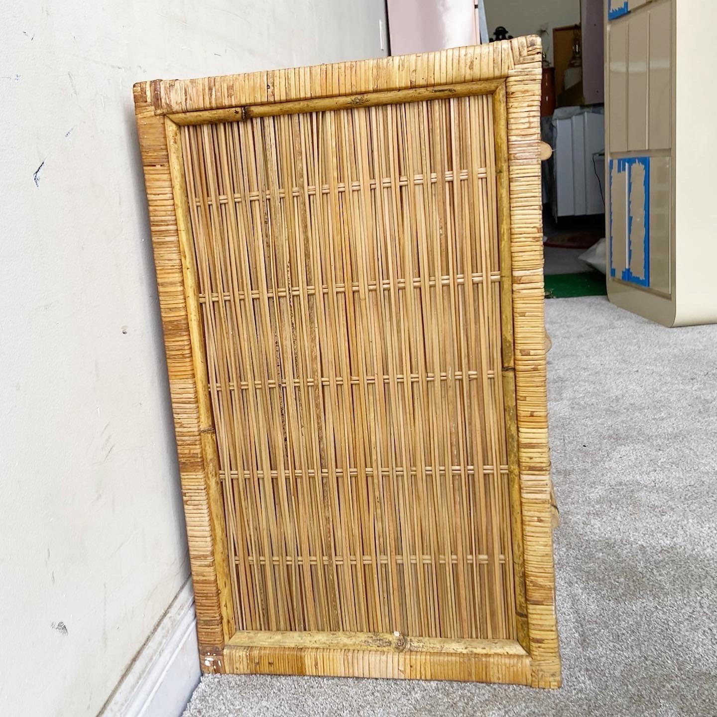 Vintage Boho Chic Bamboo & Rattan Dresser, 6 Drawers In Good Condition In Delray Beach, FL
