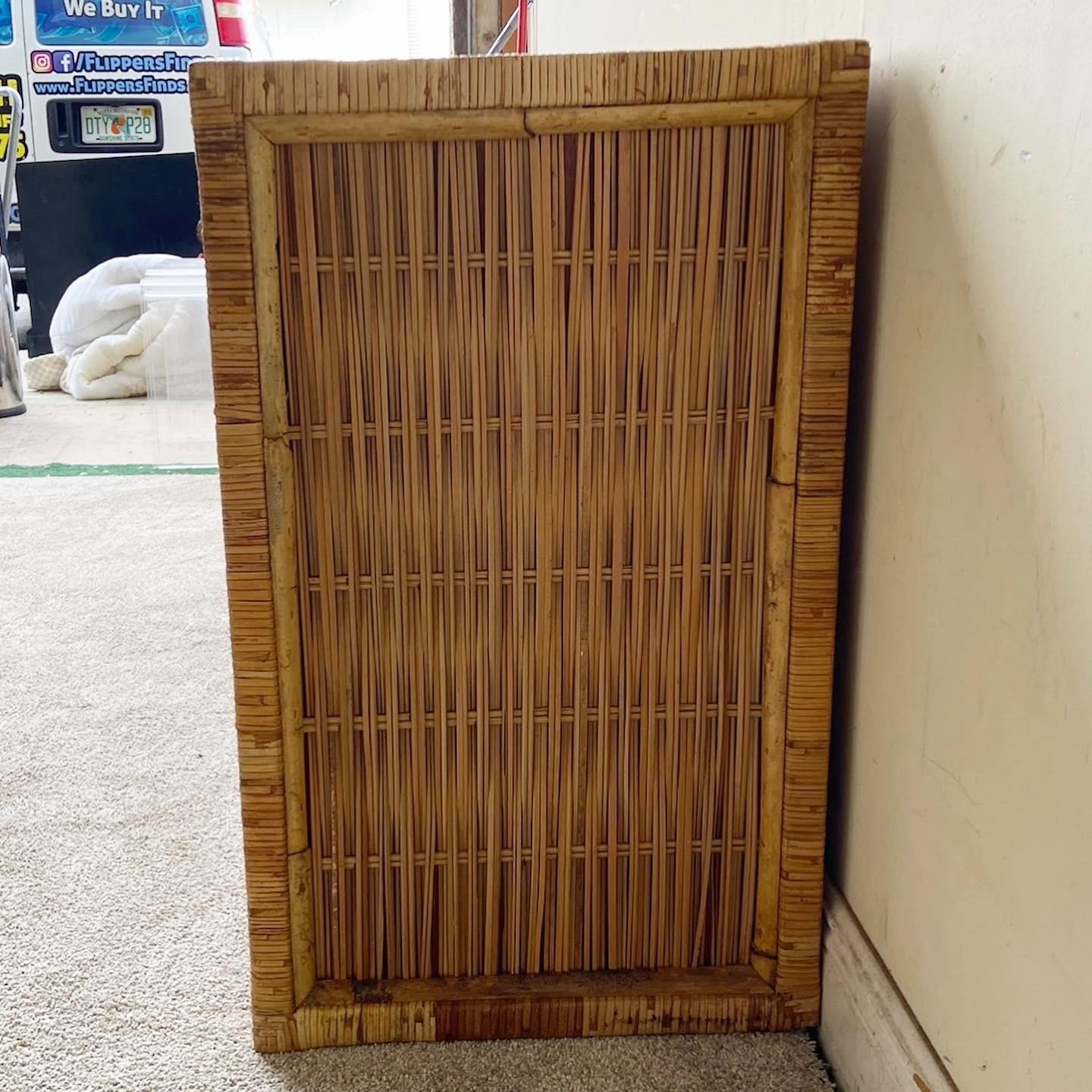 Late 20th Century Vintage Boho Chic Bamboo & Rattan Dresser, 6 Drawers