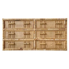 Vintage Boho Chic Bamboo & Rattan Dresser, 6 Drawers