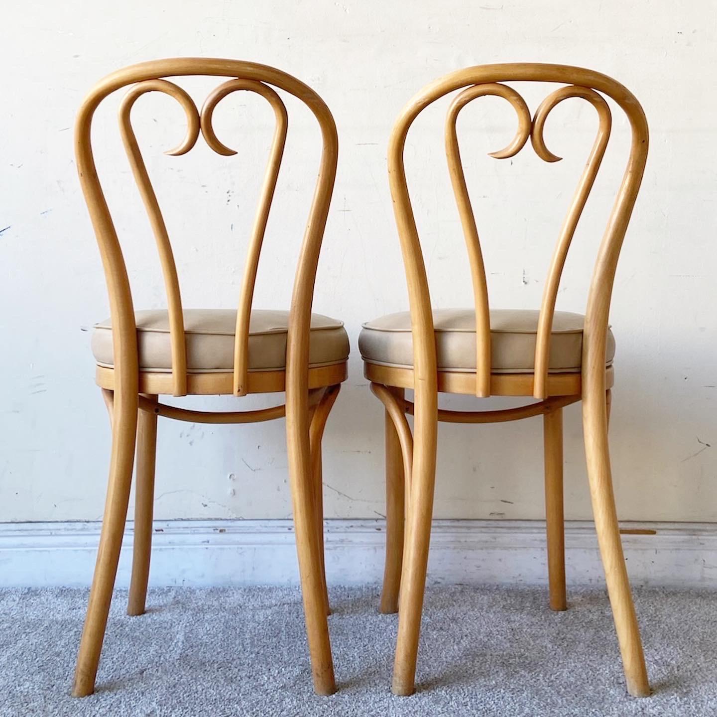 Bohemian Vintage Boho Chic Bentwood Cafe Bistro Dining Chairs, Set of 4 For Sale