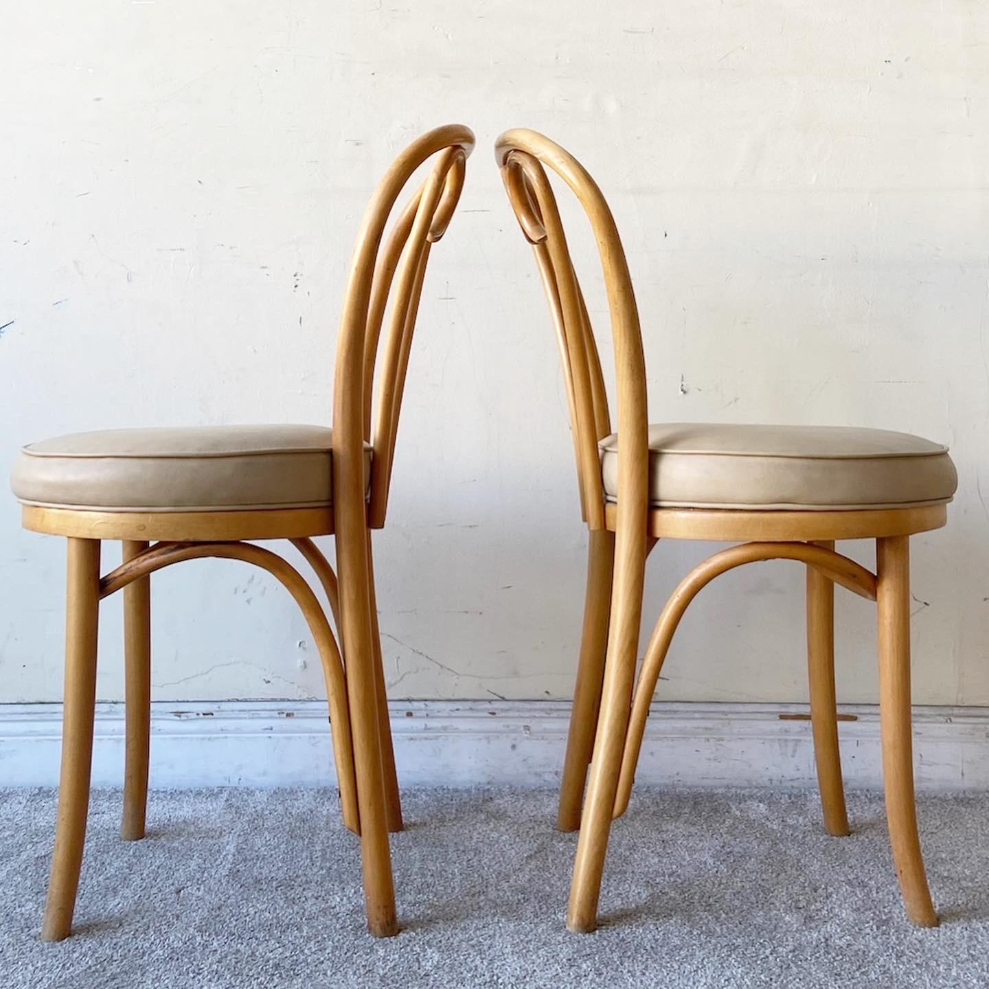 Polish Vintage Boho Chic Bentwood Cafe Bistro Dining Chairs, Set of 4 For Sale