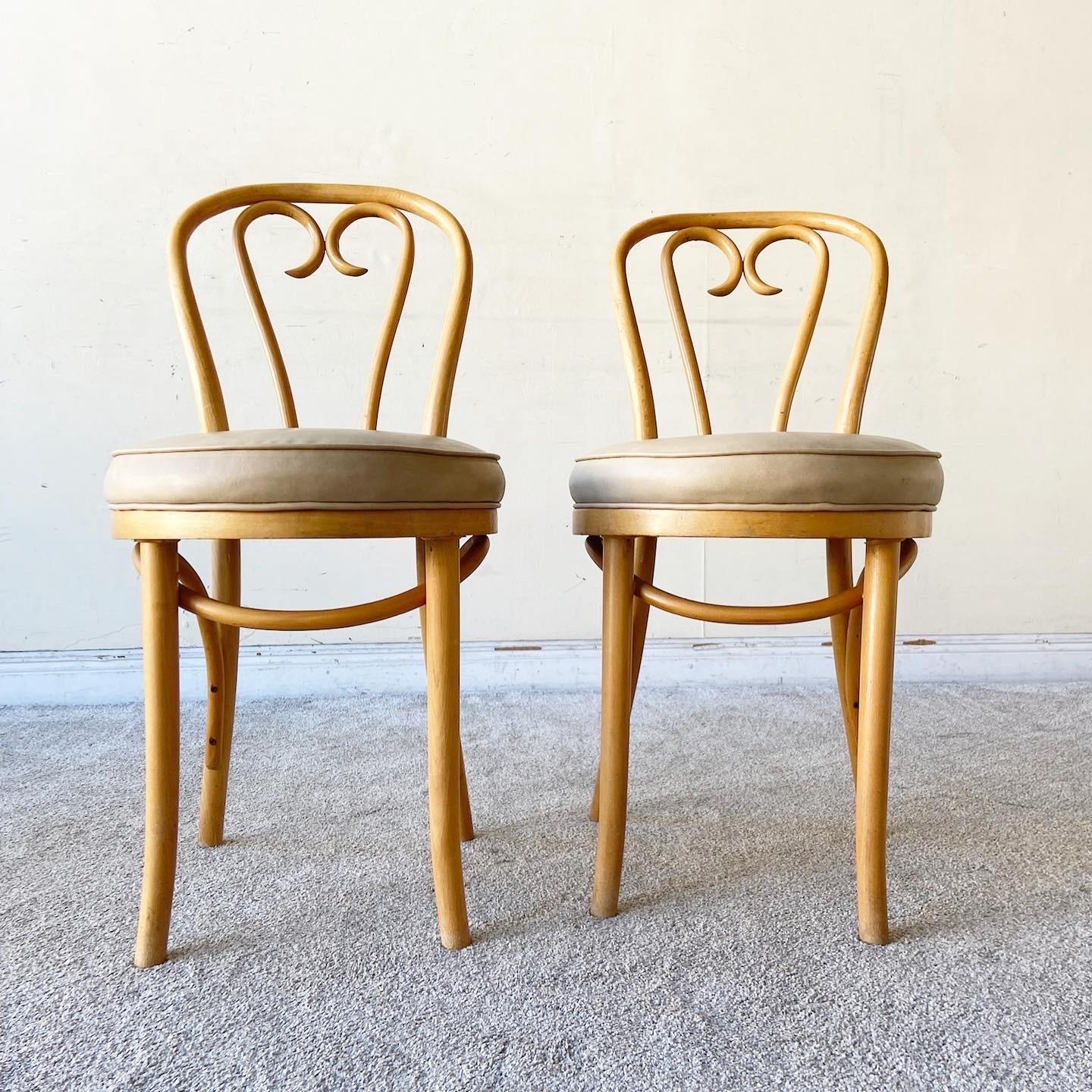 Late 20th Century Vintage Boho Chic Bentwood Cafe Bistro Dining Chairs, Set of 4 For Sale