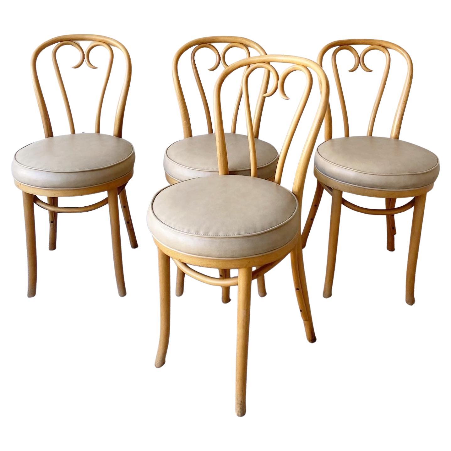 Vintage Boho Chic Bentwood Cafe Bistro Dining Chairs, Set of 4 For Sale