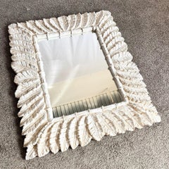 Vintage Boho Chic Faux Bamboo and Banana Leaf Wall Mirror