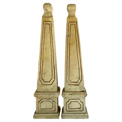 Vintage Boho Chic Hand Carved Obelisks, a Pair