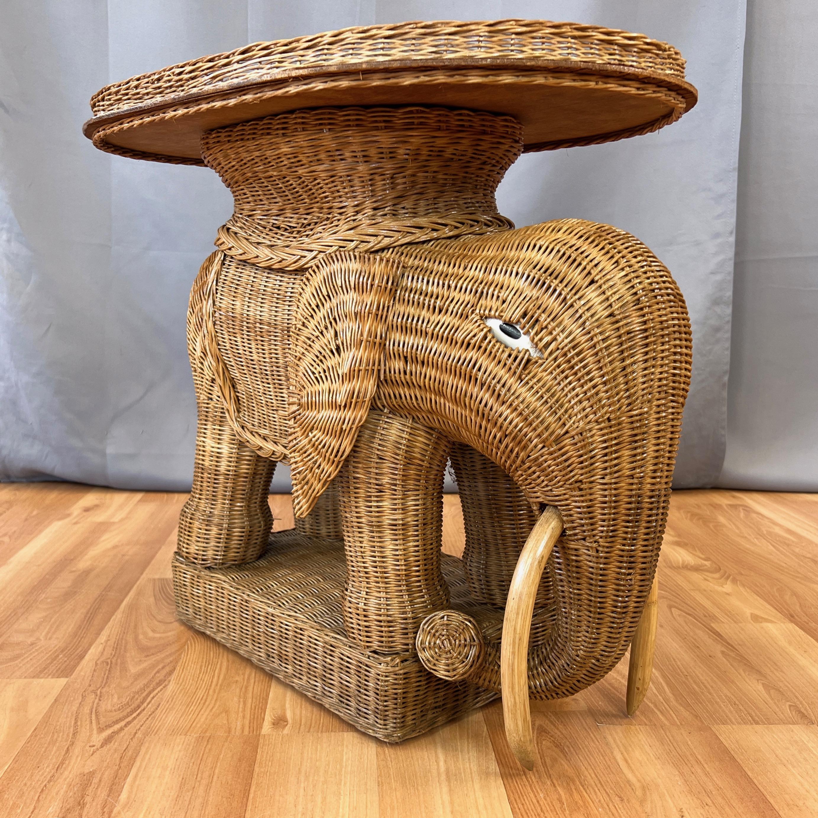 vintage wicker elephant table
