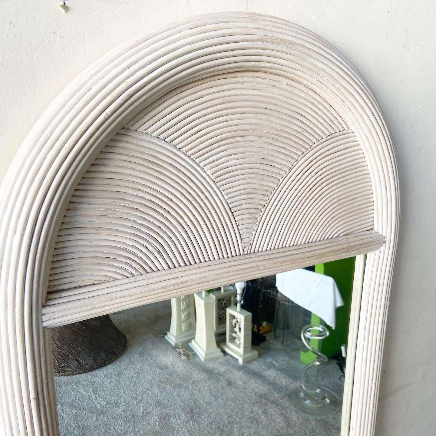 Philippine Vintage Boho Chic Pencil Reed Wall Mirror For Sale