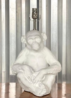 Vintage Boho Chic Plaster Monkey Lamp