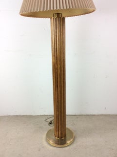 Vintage Boho Chic Rattan Floor Lamp with Pleated Shade