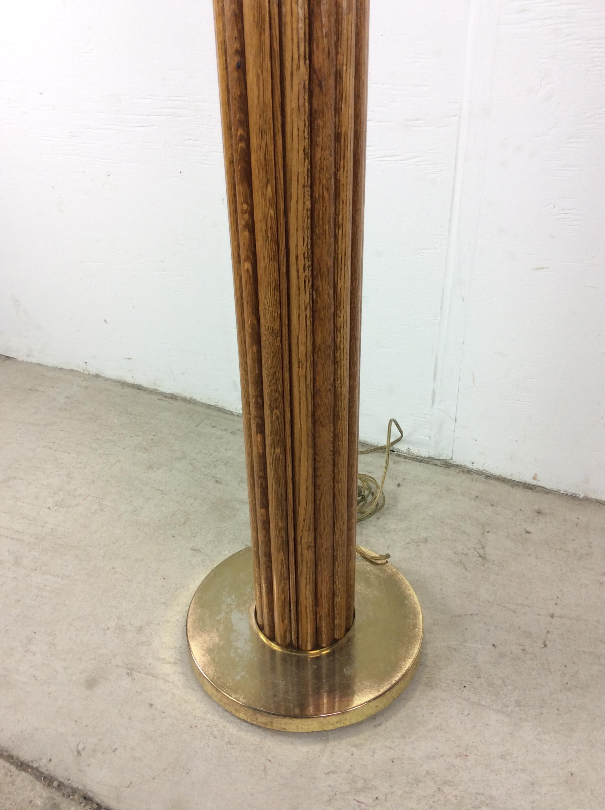 Vintage Boho Chic Rattan Floor Lamp with Pleated Shade For Sale 1