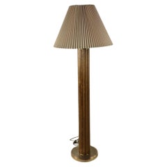 Used Boho Chic Rattan Floor Lamp with Pleated Shade