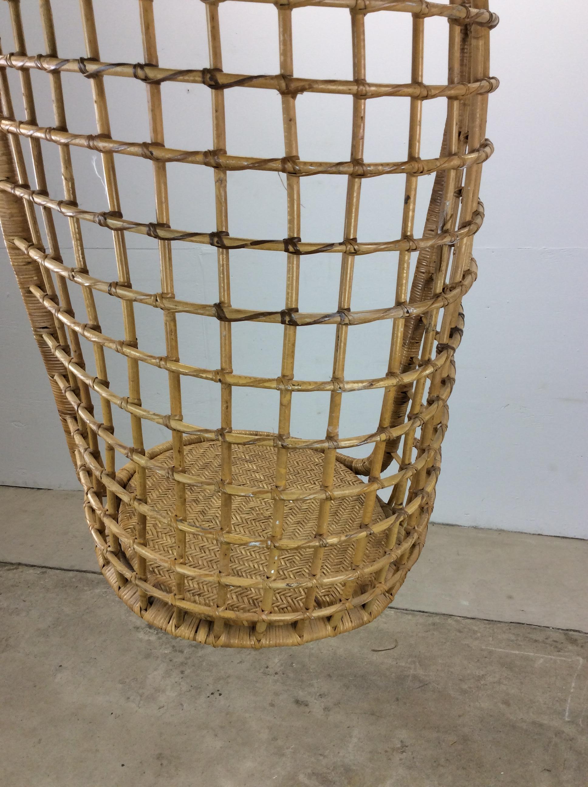 Vintage Boho Chic Rattan Hanging Swing Chair For Sale 7