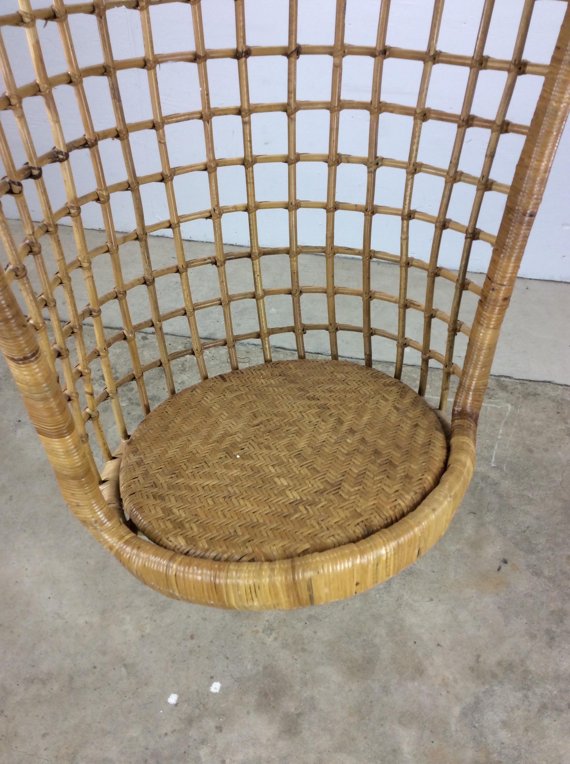 Vintage Boho Chic Rattan Hanging Swing Chair For Sale 3