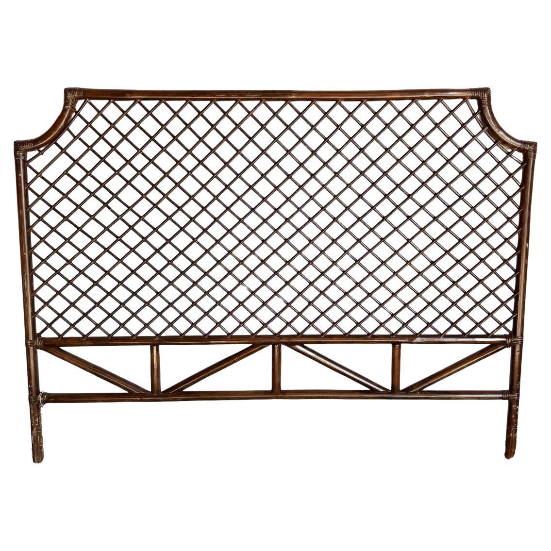 Tête de lit vintage Boho Chic en rotin (Queen Size)