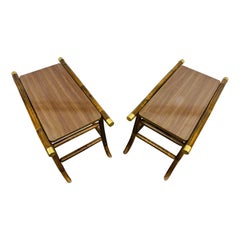 Vintage Boho Chic Rattan Side Tables - Set of 2