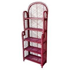 Vintage Boho Chic Rot Rattan Etagere