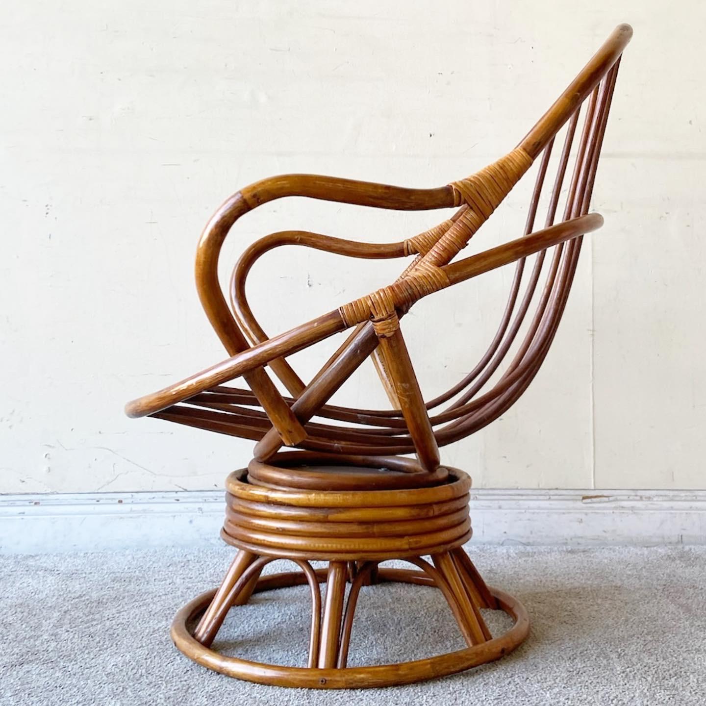 vintage rattan swivel chair