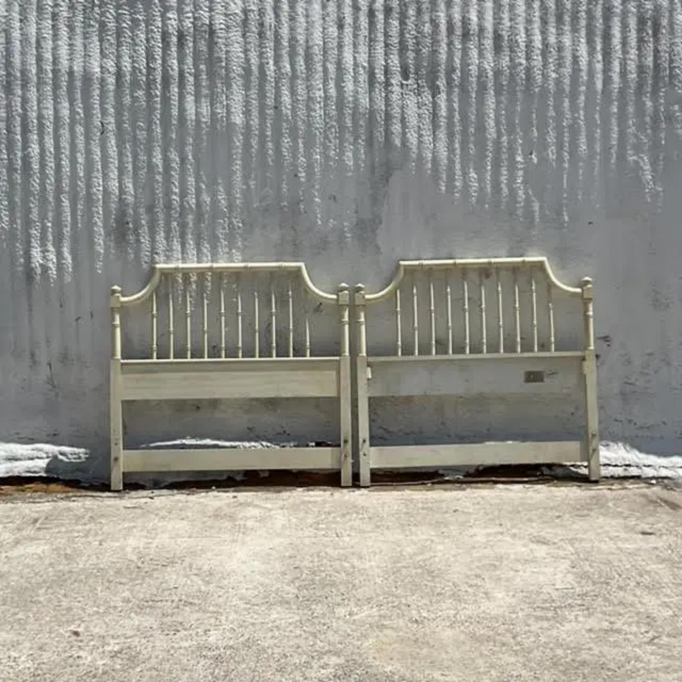 A gorgeous pair of vintage twin headboard. Acquired at a Palm Beach estate.