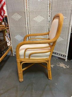 Vintage Boho Chic Twisted Rattan and Bamboo Side Arm Chair