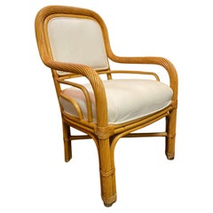Vintage Boho Chic Twisted Rattan and Bamboo Side Arm Chair