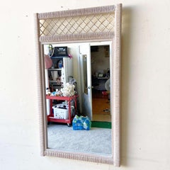 Vintage Boho Chic Wicker and Rattan Mirror by Henry Link