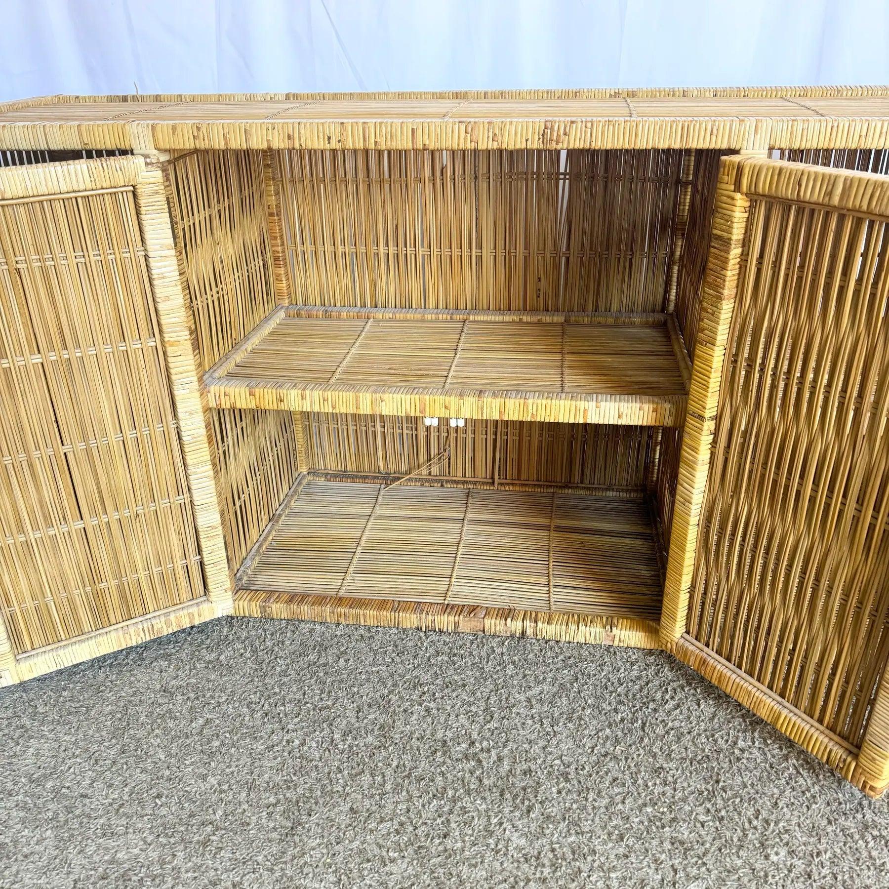 Vintage Boho Chic Wicker Credenza/Buffet For Sale 2