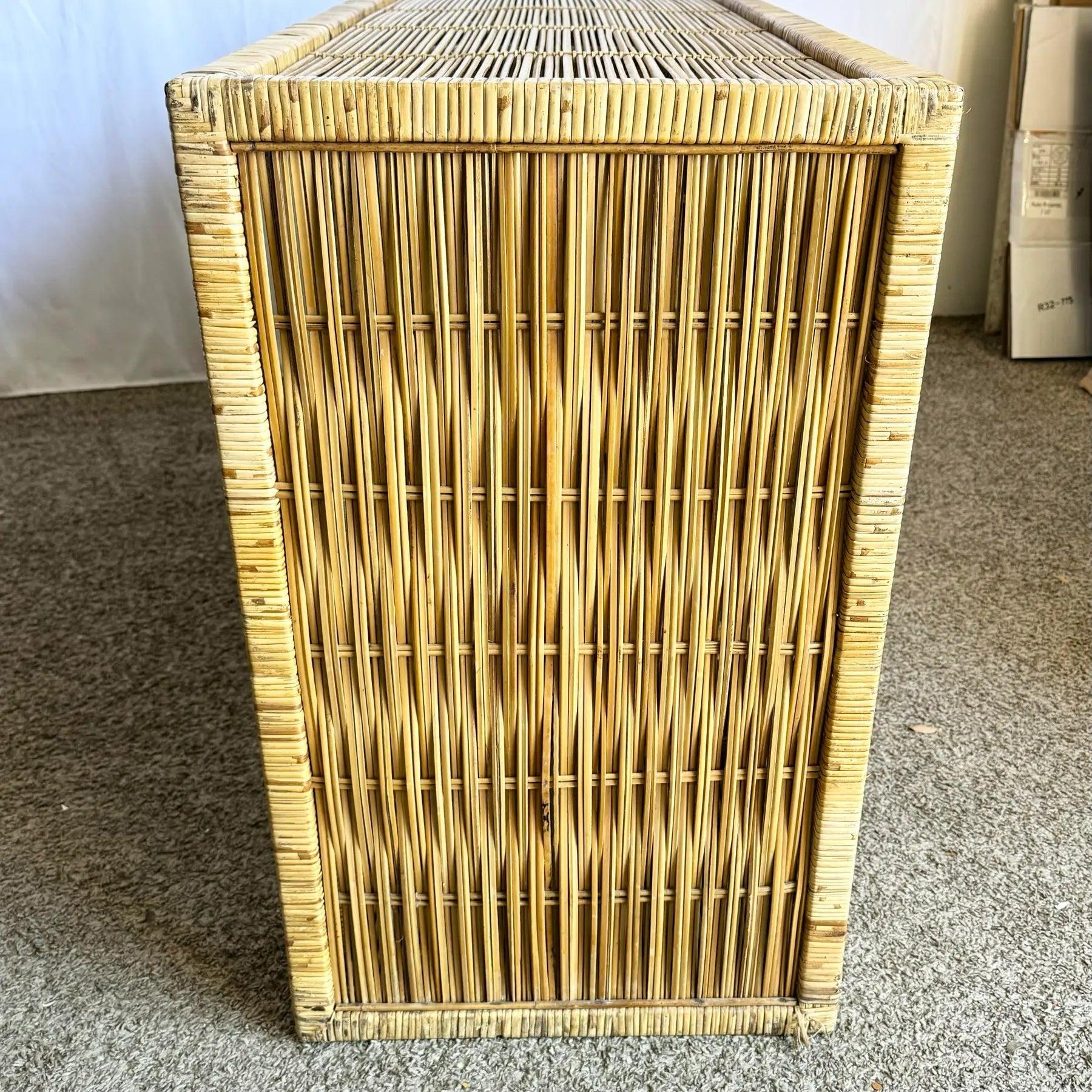 Vintage Boho Chic Wicker Credenza/Buffet For Sale 3