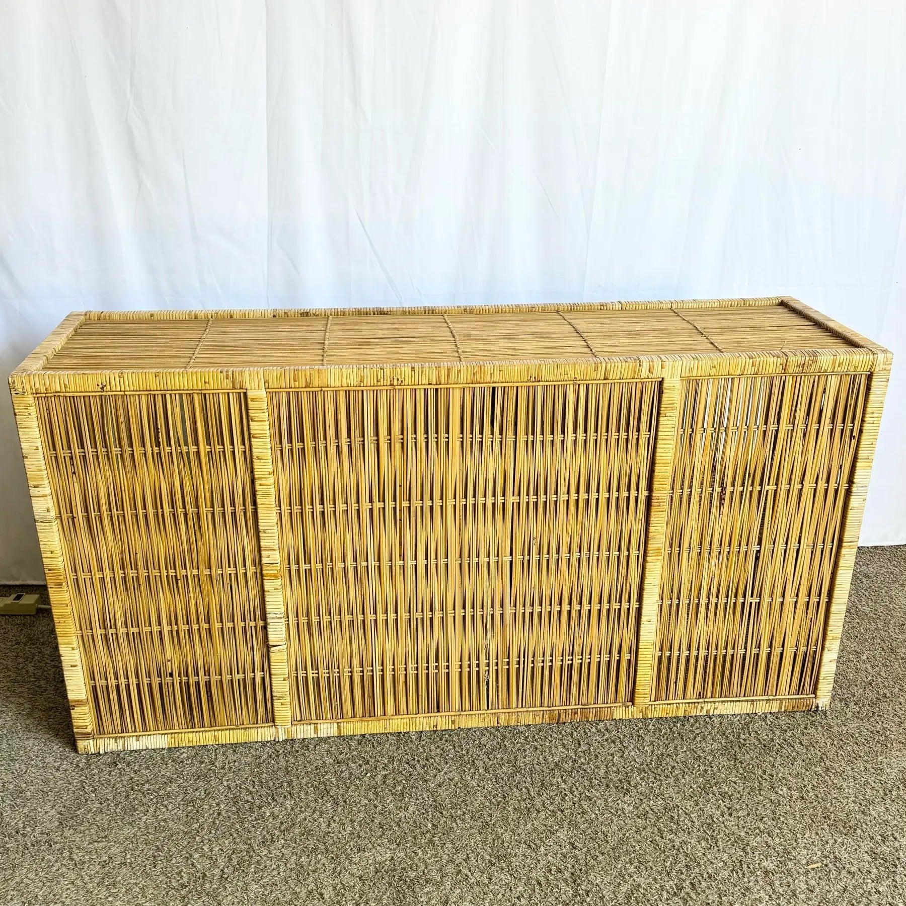 Vintage Boho Chic Wicker Credenza/Buffet For Sale 4